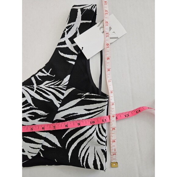Zara Tropical One Shoulder Crop Top Jaquard Material Size S - Picture 3 of 5